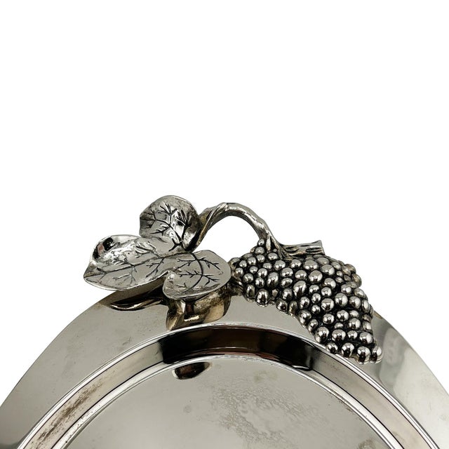 Hollywood Regency Late 20th Century Godinger Silverplate Grape & Vine Oval Serving Tray, Hollywood Regency For Sale - Image 3 of 7