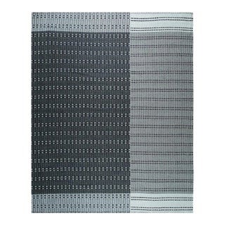 8x10 Gray Hand-Knotted Wool Dotted Linear Bands Geometric Modern Carpet Rug For Sale