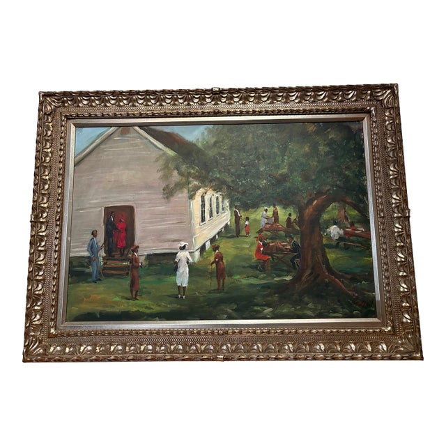 Acrylic Painting on Canvas Ted Ellis on the Shadow Side of Church For Sale