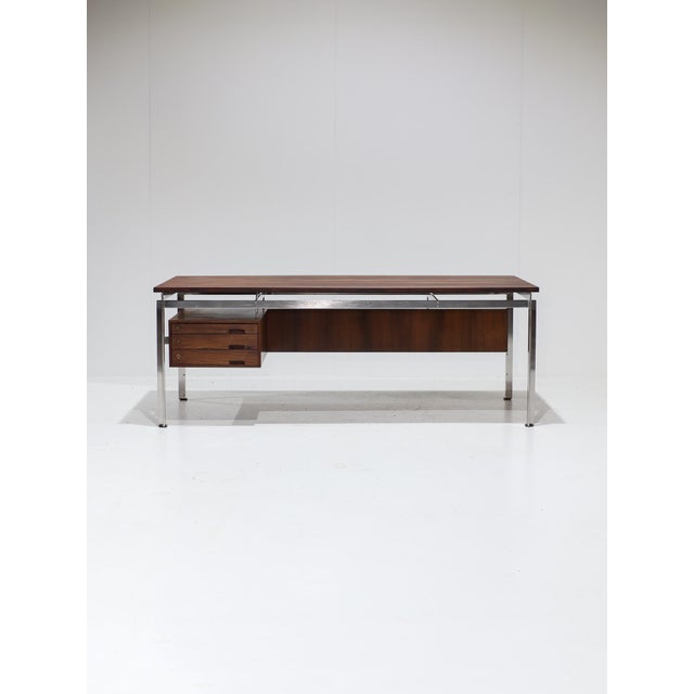 1960s Executive Desk in Kingwood and Steel by Poul Kjaerholm, Denmark, 1950s For Sale - Image 5 of 18