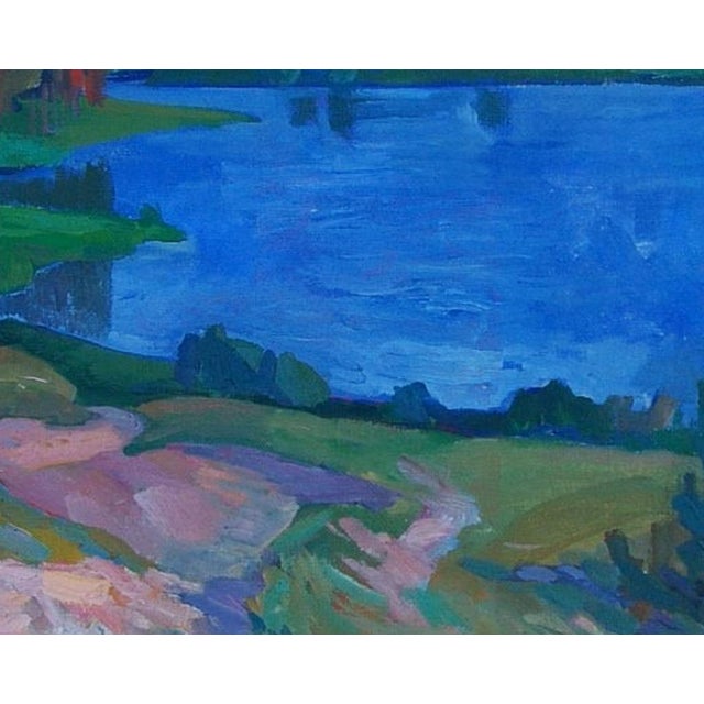 Impressionist River Oil Painting, Ukrainian Art, 1970s 81-100 For Sale - Image 4 of 6