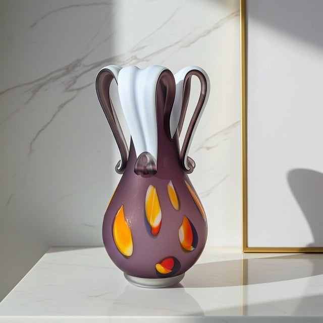 Murano Purple Art Vase from Made Murano Glass, 1980s, in Very Good conditions. Designed 1970 to 1979 This piece is...