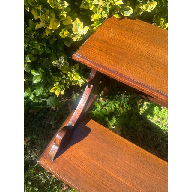 Antique Victorian Mahogany Two-Step Library Steps With Carved Scroll Supports For Sale - Image 4 of 5