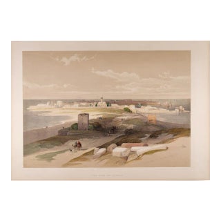 Tyre, From the Isthmus: An Original 19th C. Hand-Colored Lithograph by David Roberts For Sale