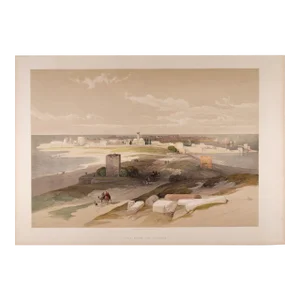 Tyre, From the Isthmus: An Original 19th C. Hand-Colored Lithograph by David Roberts