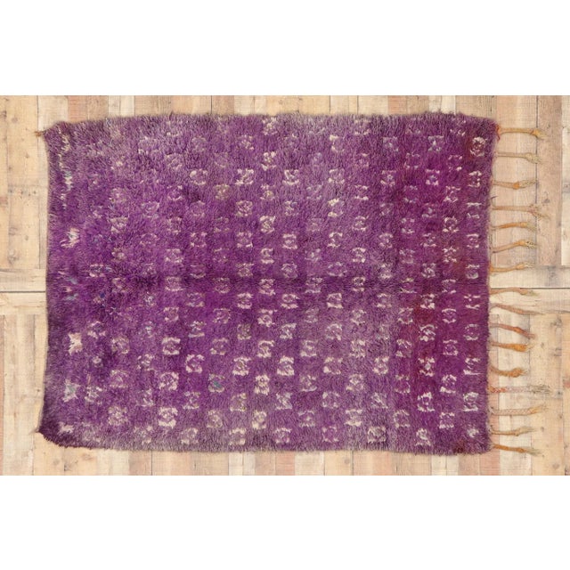 Purple Vintage Purple Boujad Moroccan Rug - 04'07 X 06'00 For Sale - Image 8 of 9