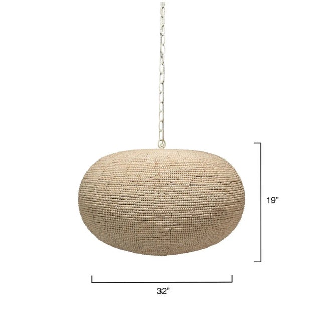 Transitional Jamie Young Whirlpool Iron & Wood Bead Pendant For Sale - Image 3 of 8