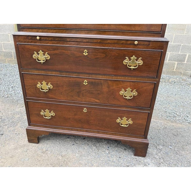 Stickley Late 20th Century Stickley Georgian Chippendale Style Solid Mahogany -Drawer Highboy Dresser For Sale - Image 4 of 17