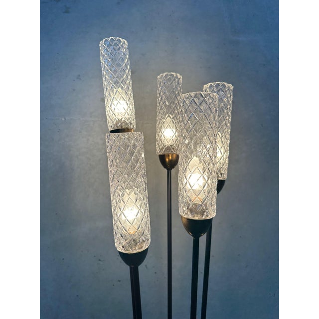 Vintage Floor Lamp in Glass and Metal, 1950s For Sale - Image 4 of 9