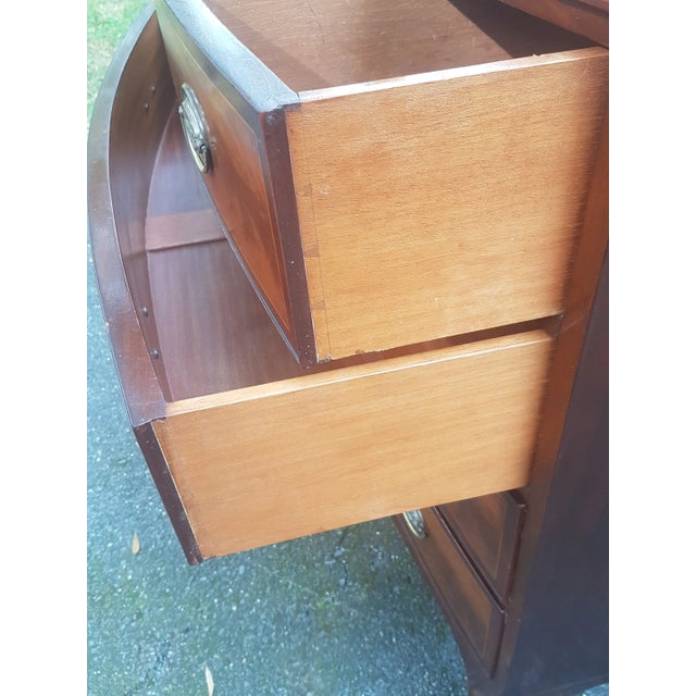 Late 20th Century Georgian Bow Front Inlaid Chest of Drawers For Sale - Image 11 of 11