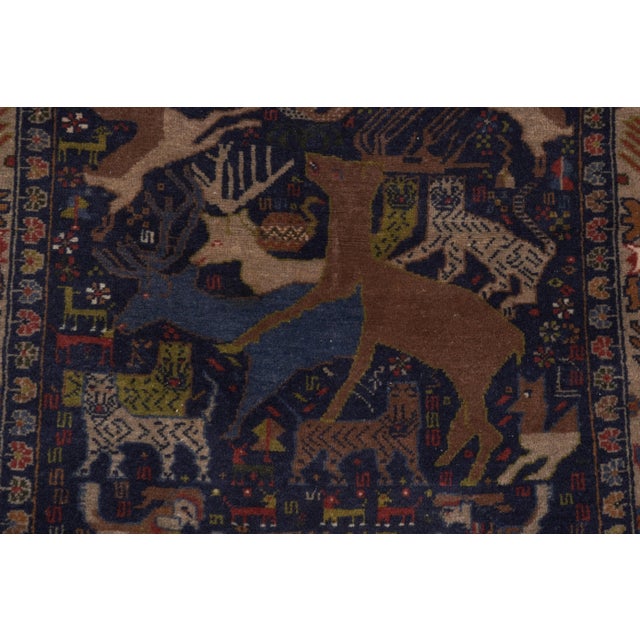 Textile 1970s Vintage Opal Blue Animal Garden Caucasian Rug For Sale - Image 7 of 12