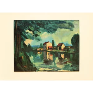 1940s After Maurice Vlaminck "River Bank", First Edition Period Swiss Offset Lithograph