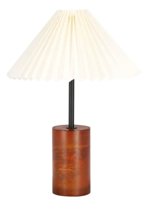 Dani 15.75" Pleated Table Lamp in Walnut/Black