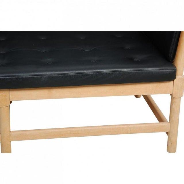 Spoke-Back Sofa in Black Leather from Børge Mogensen, 1970s For Sale - Image 10 of 18