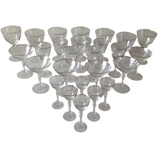Mid-Century Cut Crystal Barware by Fostoria - Set of 26 For Sale