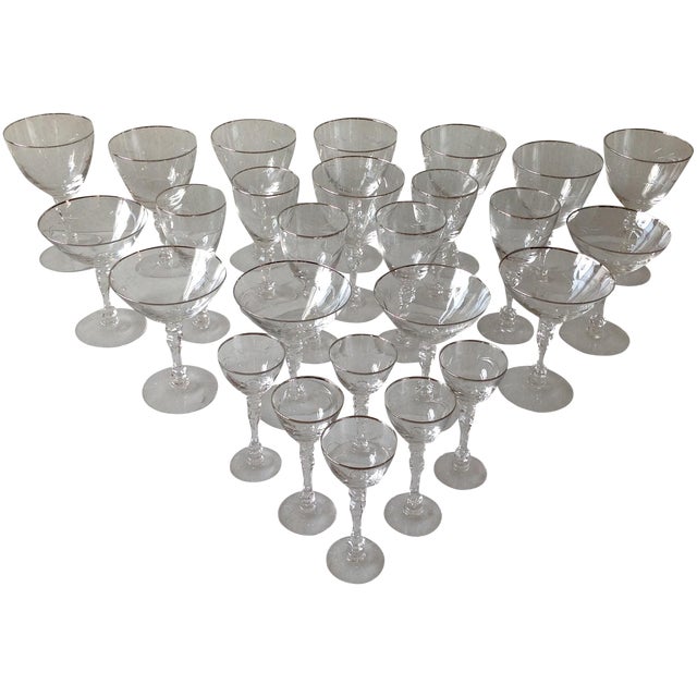 Mid-Century Cut Crystal Barware by Fostoria - Set of 26 For Sale