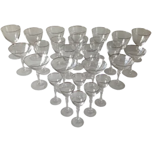 Mid-Century Cut Crystal Barware by Fostoria - Set of 26