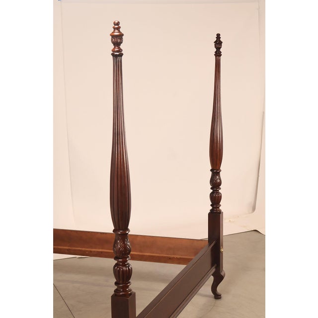 Thomasville Collectors Cherry Chippendale Style King Poster Bed For Sale - Image 9 of 18