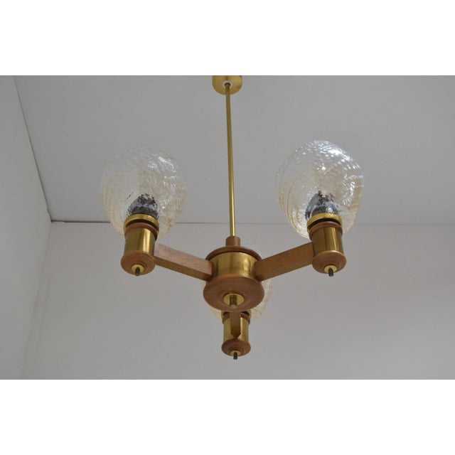 Mid-Century Wood Chandelier, 1970s For Sale - Image 3 of 9