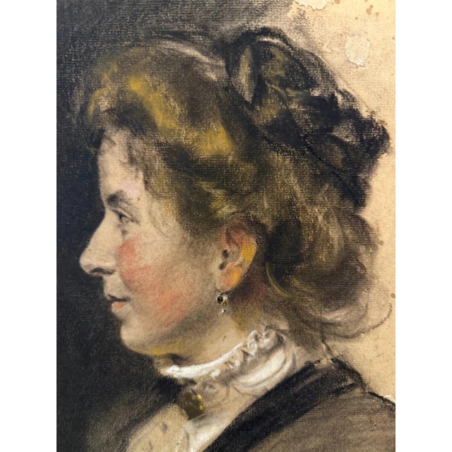Piet Hein Eek Heinrich Pforr, Kirmestanz – Study, Profile Portrait of a Young Woman, Charcoal For Sale - Image 4 of 13