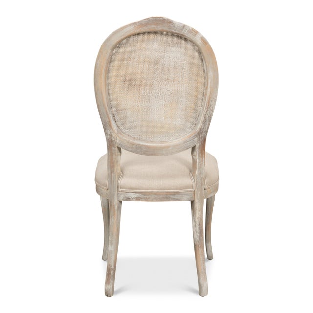 Louis XV Cane Back Dining Chairs in Gray Oak, Sets of 2 For Sale - Image 4 of 11