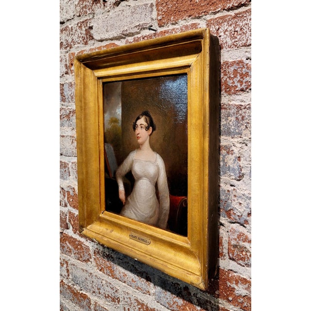 Blue 18th Century English School -Portrait of Mary Elwell -Oil Painting For Sale - Image 8 of 11