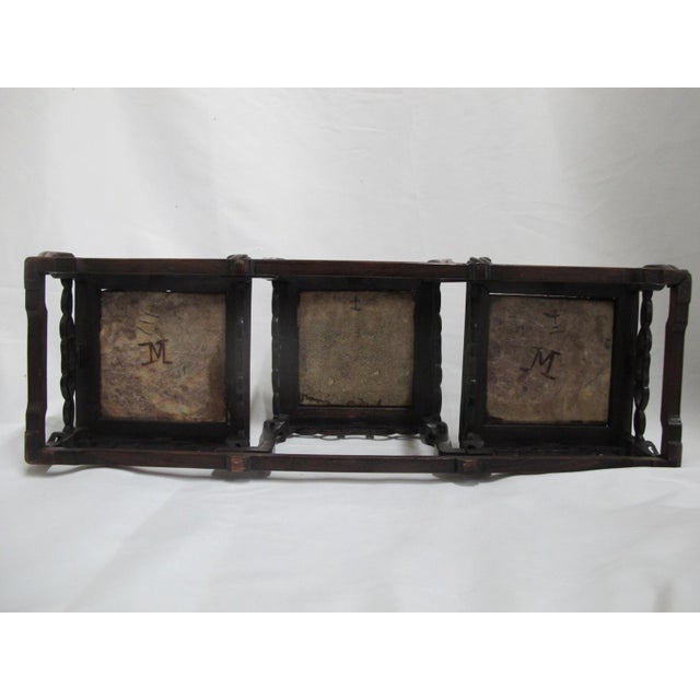 Antique Chinese Marble Inset Carved Wood 3 Step Tier Scholar Display Stand For Sale - Image 10 of 14