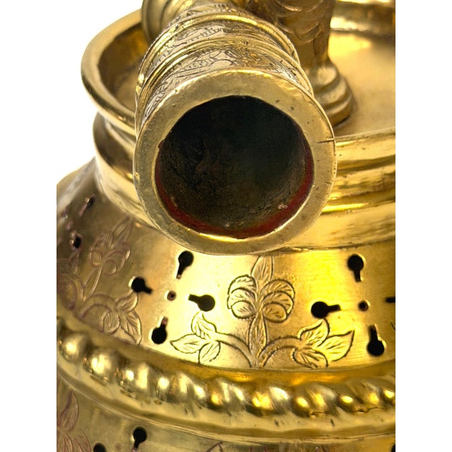 Large Dutch Baroque Engraved & Pierced Brass Chamber Candlestick Ventilated Base For Sale - Image 10 of 18