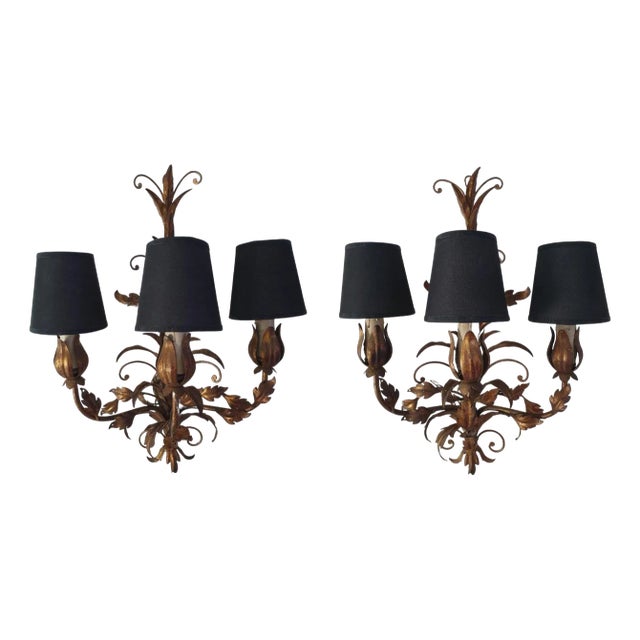 Venetian Tole Wall Sconces, 1950s, Set of 2 For Sale