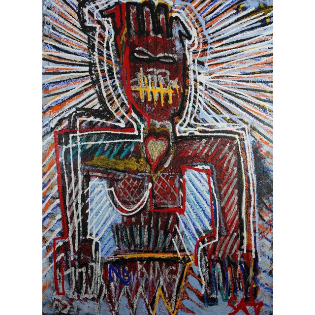 Contemporary "Westside Watchdawg: The Golden Hearted" Pop Art Neo-Expressionist Mixed-Media Painting by Sax Berlin For Sale - Image 3 of 3
