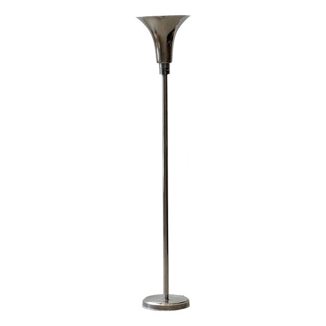 Art Deco Floor Lamp in Chrome-Plated Metal, 1930s For Sale