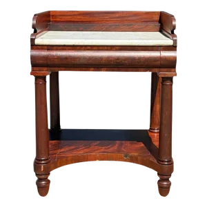 Early 19th Century Antique Federal Mahogany Marble Top Mixing or Serving Table With Full Gallery