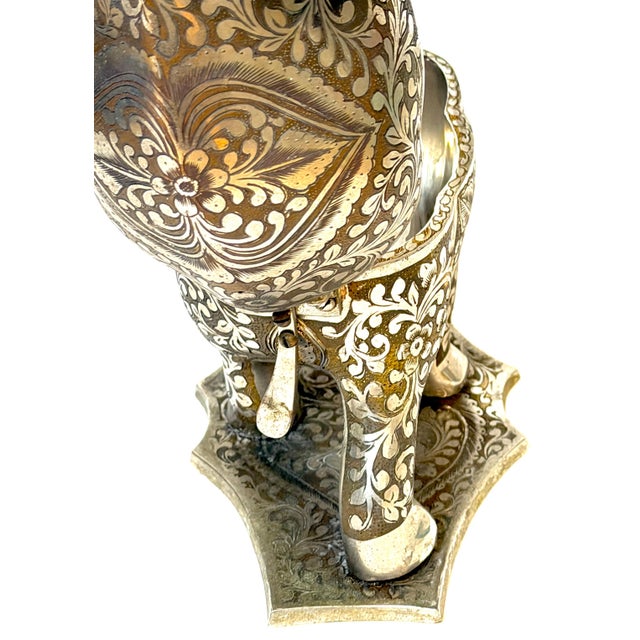 Indian Silvered & Enamel Engraved Bronze Elephant Automaton Swiss Music box For Sale - Image 10 of 18