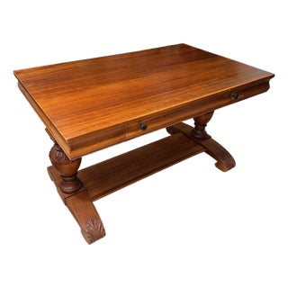 19th Century Oak Library Table For Sale