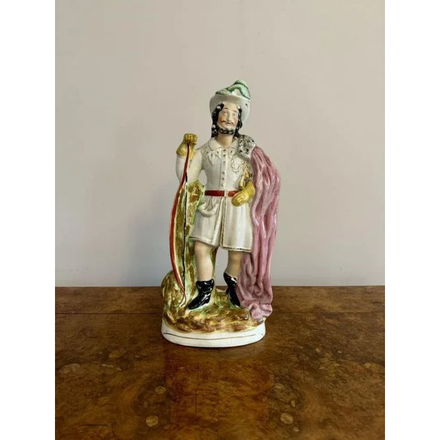 Beige Large Antique Victorian Robin Hood Staffordshire Figure, 1880s For Sale - Image 8 of 8