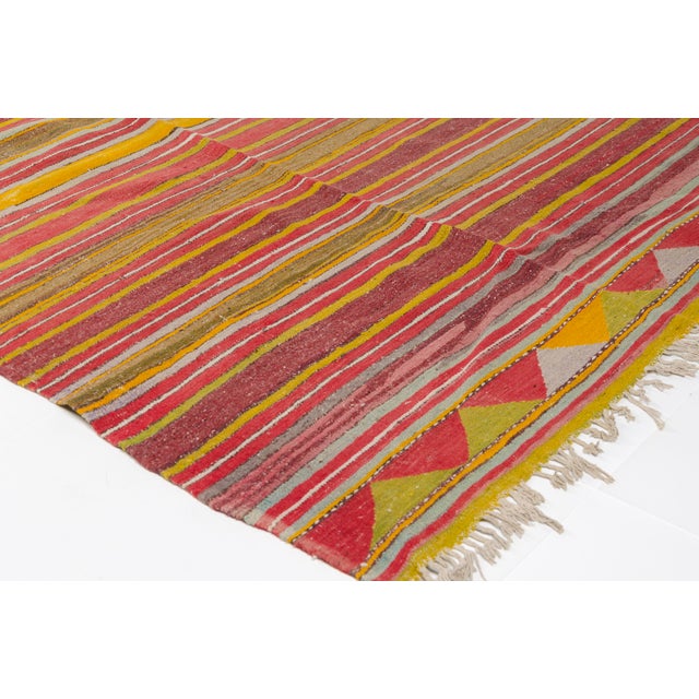 Textile 1950s Red, Yellow & Grey Wool Rug For Sale - Image 7 of 10