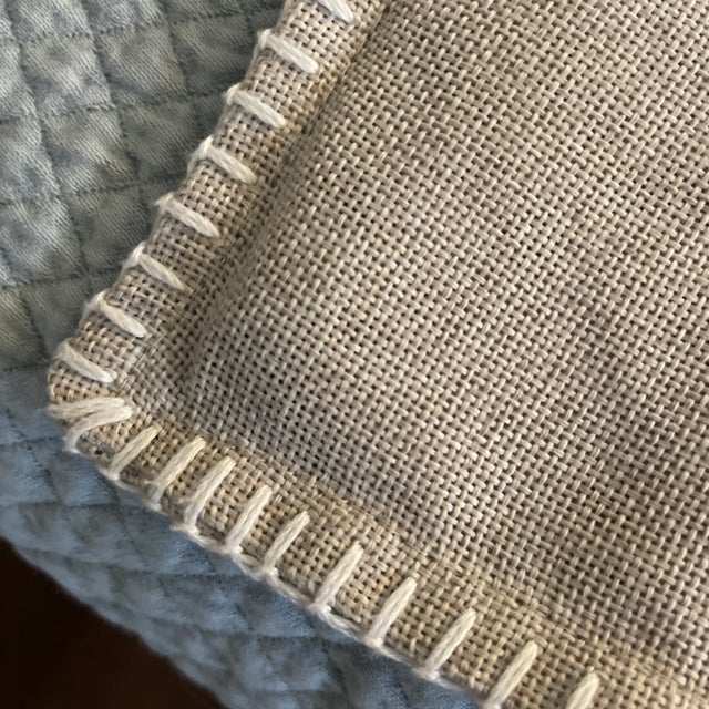 Traditional Capiz Shell Button Linen Pillow Cover For Sale - Image 3 of 4