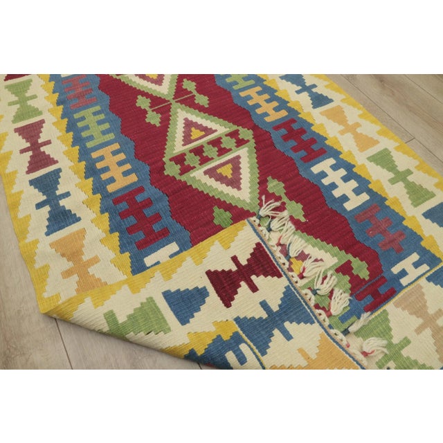 Yellow 1970s Scandinavian Geometric Yellow Cappadocia Kilim Rug For Sale - Image 8 of 13