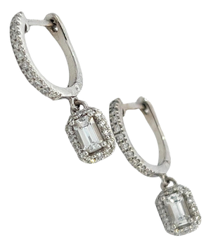 Natural Sapphire Diamond Dangle Earrings 14k WG 1.16 TCW Certified