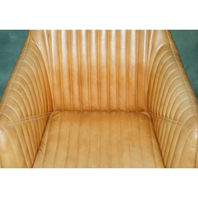 Metal Aviator Lounge Chair in Tan Brown Leather For Sale - Image 7 of 16