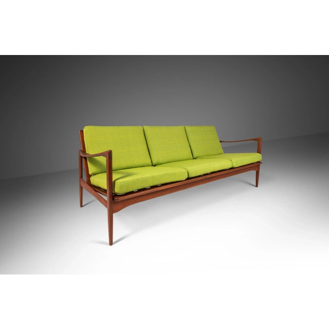 Kandidaten Three Seater Sofa in Lime Green Fabric by Ib Kofod-Larsen for Olof Person, Denmark, Circa 1960's For Sale - Image 13 of 13