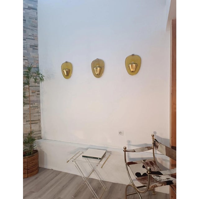 Wall Sconces attributed to Mathieu Matégot for Ateliers Mategot, 1950s, Set of 3 For Sale - Image 9 of 11