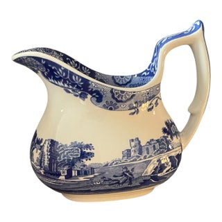 Vintage Spode Blue Italian Transferware Creamer/Milk Jug For Sale