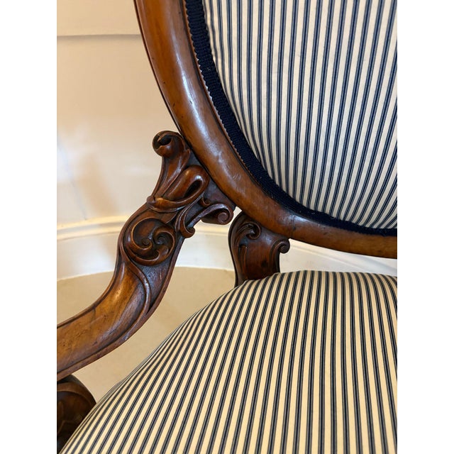 White Antique Carved Walnut Victorian Ladies Chair, 1850s For Sale - Image 8 of 12
