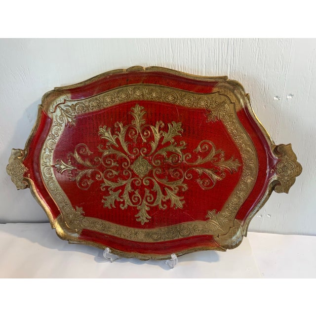 Italian Vintage Italian Florentine Gilt Wood Tray For Sale - Image 3 of 6
