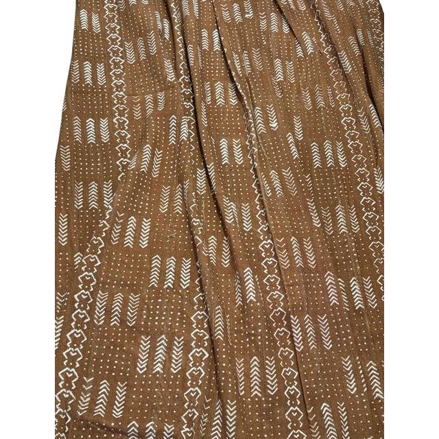 Large Vintage Malian Brown & White Cotton Mud Cloth Textile 87" For Sale - Image 10 of 10