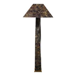 Mid-Century Modernist j.m.f. Floor Lamp in Tessellated Penshell by Karl Springer For Sale