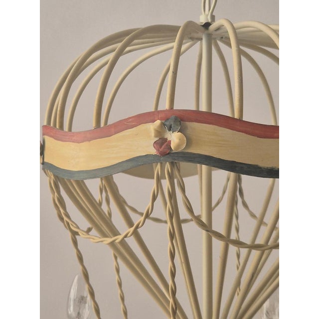 Mid-Century French Gilt Iron and Painted Tôle Hot Air Balloon Chandelier For Sale - Image 10 of 15