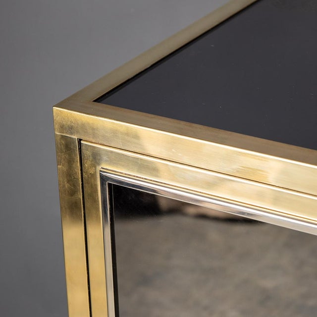 Vintage Mirrored Sideboard in Brass by Michel Pigneres, 1970 For Sale - Image 9 of 16
