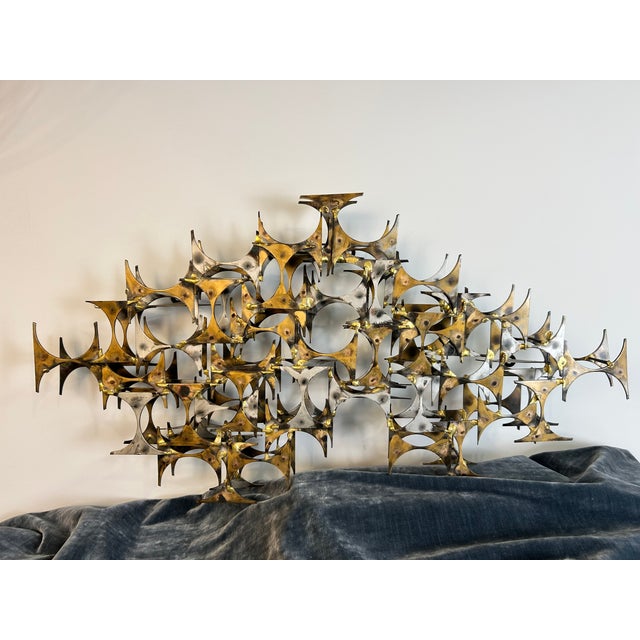 1970s Brutalist Openwork Geometric Welded Wall Sculpture by Marc Weinstein For Sale - Image 4 of 6